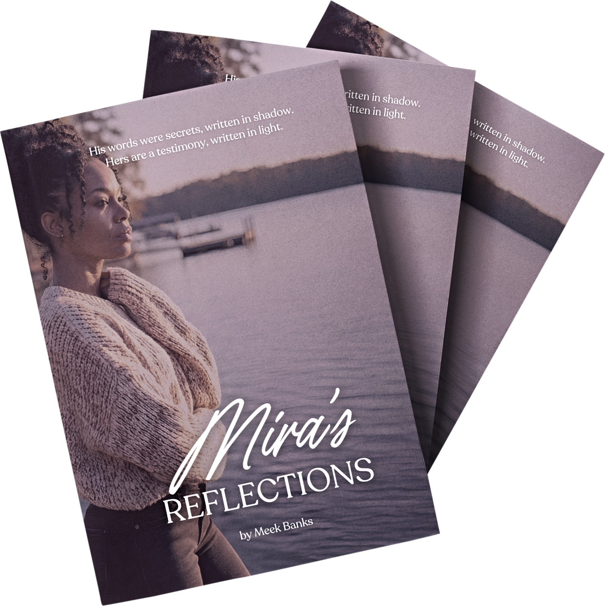Several copies of Mira’s Reflections arranged in a fan
